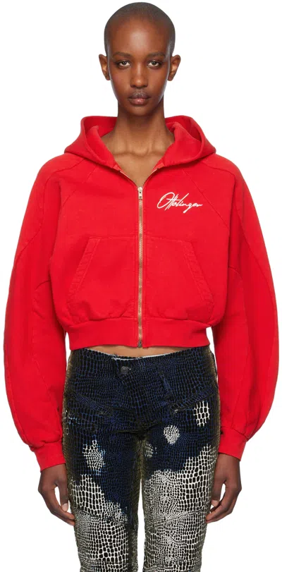 Ottolinger Red Multiline Zip Hoodie