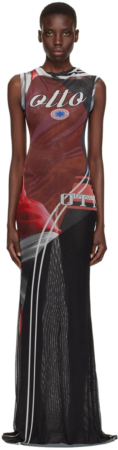 Ottolinger Red Printed Maxi Dress In Soccer Print