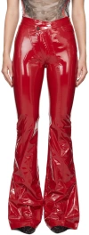 Ottolinger Red Simple Line Faux-leather Pants In Red Pleather