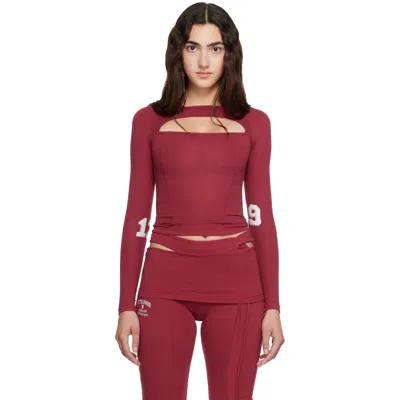 Ottolinger Red Split Racerback Rib Longsleeve T-shirt In Burgundy