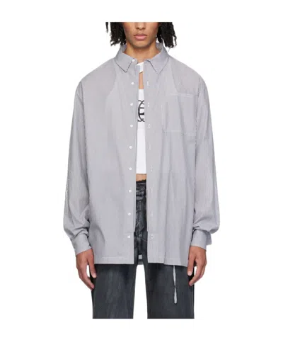 Ottolinger Rhinestone-embellished Striped Shirt In Gray