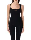 Ottolinger Ribbed Black Tank Top With Asymmetric Straps In Black
