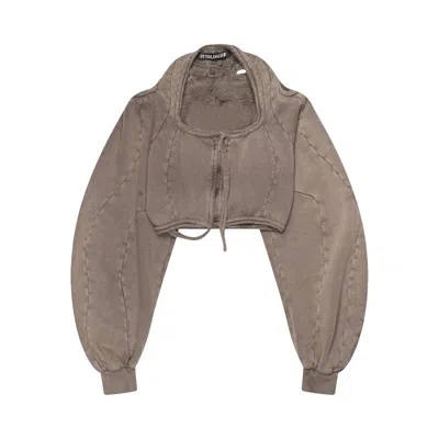 Pre-owned Ottolinger Rogue Cropped Zip Up 'beige' | Tan | Women's Size S