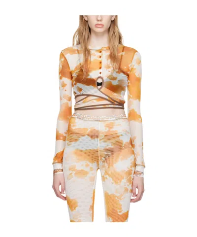 Ottolinger Round Collar And Long-sleeved T-shirt In Nude