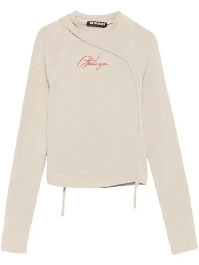 Ottolinger Rubberised-logo T-shirt In Sand Pebble