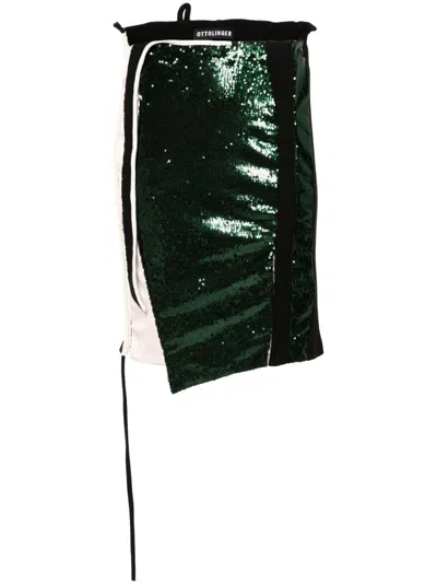 Ottolinger Deconstructed Sequined Skirt In Green,black