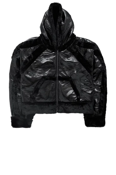 Ottolinger Shearling Fitted Multiline Jacket Black