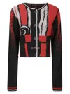 Ottolinger Short-fit Cardigan With Side Ties And Abstract Texture In Multi