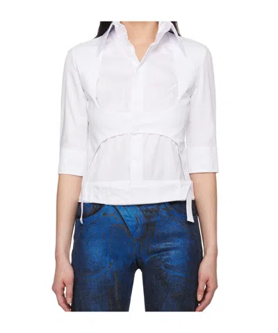 Ottolinger White High Collar Short Sleeve Shirt