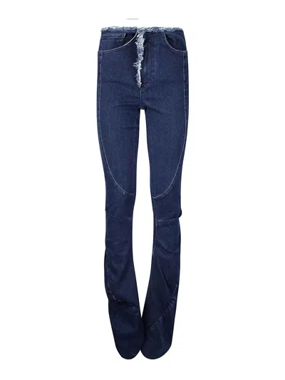 Ottolinger Denim Trousers With Fringed Profile In Blue