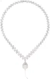 Ottolinger Silver & Beige Diamond Dip Necklace In Beige