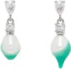 Ottolinger Silver & Green Pearl Dip Earrings In Green