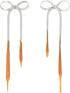 Ottolinger Laced Bow Earrings In Silver / Tangerine