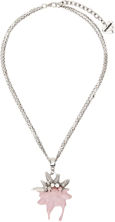 Ottolinger Silver & Pink Dipped Edelweiss Necklace In Lilac