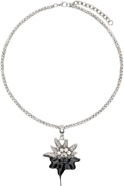Ottolinger Silver Dipped Edelweiss Necklace In Black