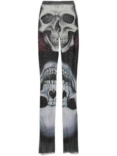 Ottolinger Skull Print Mesh Trousers In Grey