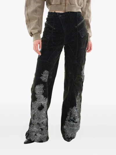 Ottolinger Oversized Cargo Jeans In Velvet Print