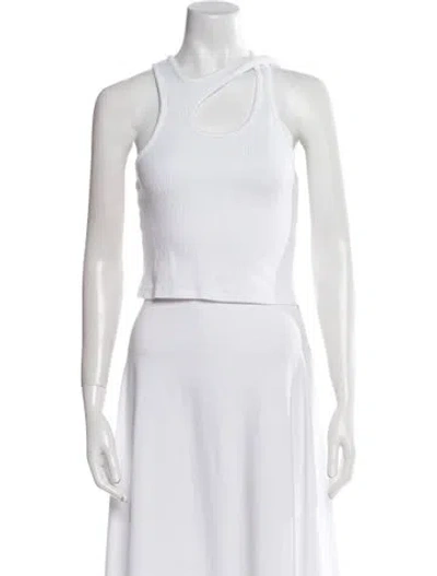Pre-owned Ottolinger Square Neckline Sleeveless Crop Top In White