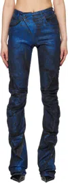 Ottolinger Ssense Exclusive Black & Blue Drape Denim Jeans In Black/blue Metallic