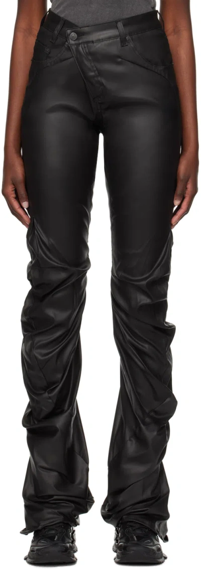 Ottolinger Ssense Exclusive Black Faux-leather Pants In Black Black