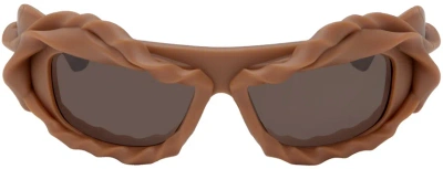 Ottolinger Ssense Exclusive Brown Twisted Sunglasses In Brown/brown Lens