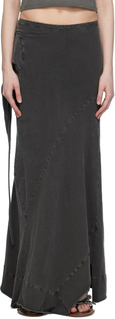 Ottolinger Ssense Exclusive Gray Maxi Skirt In Washed Black Washed
