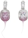 OTTOLINGER SSENSE EXCLUSIVE SILVER & PINK DIAMOND DIP CLIP EARRINGS