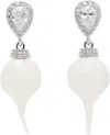 Ottolinger Ssense Exclusive Silver & White Diamond Drop Earrings In Beige