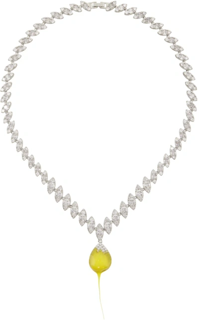 Ottolinger Ssense Exclusive Silver & Yellow Diamond Dip Necklace In Yellow Yellow