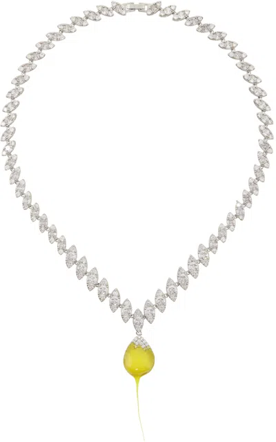 Ottolinger Ssense Exclusive Silver & Yellow Diamond Dip Necklace In Yellow Yellow