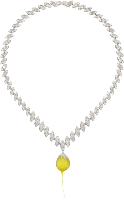 Ottolinger Ssense Exclusive Silver & Yellow Diamond Dip Necklace In Yellow Yellow