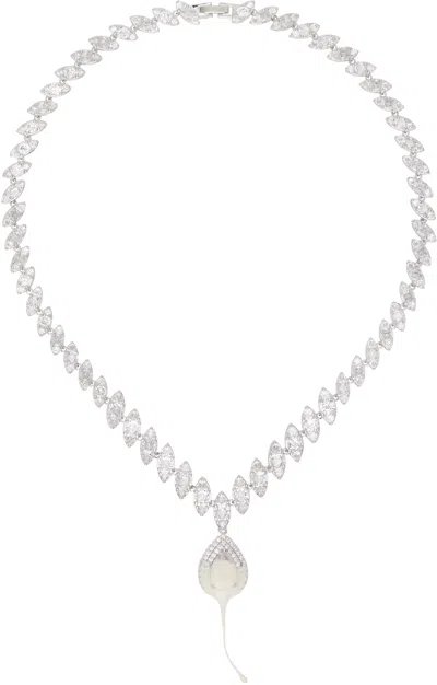 Ottolinger Ssense Exclusive Silver Diamond Dip Necklace In Beige