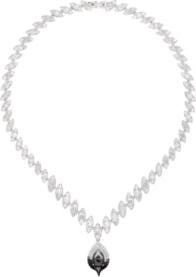 Ottolinger Ssense Exclusive Silver Diamond Dip Necklace In Black