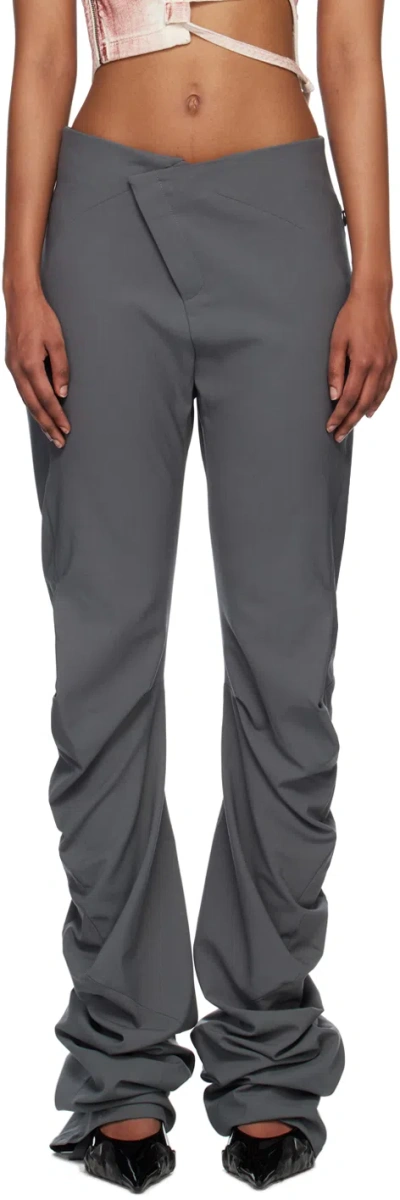 Ottolinger Ssense Work Capsule – Gray Drape Trousers In Dark Grey