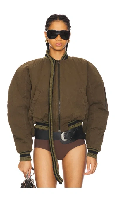 Ottolinger Khaki Strap Bomber Jacket In Green Black