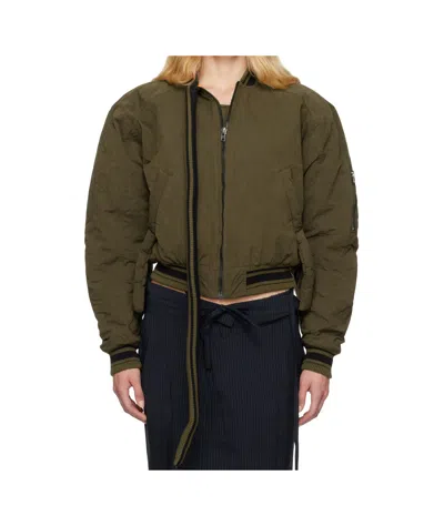 Ottolinger Khaki Strap Bomber Jacket In Green Black