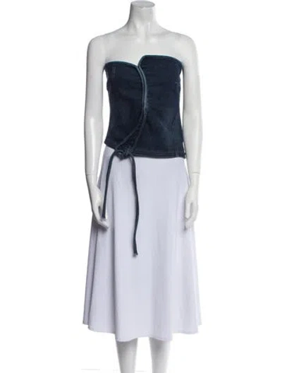 Pre-owned Ottolinger Strapless Crop Top In Blue