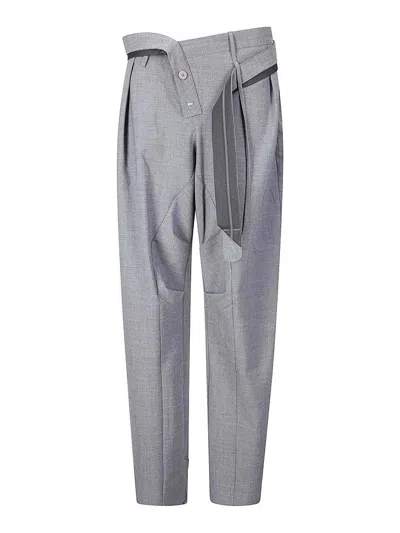 Ottolinger Strapped Baggy Suit Pants In Gray