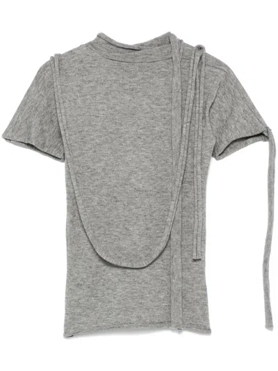 Ottolinger Strappy Knitted T-shirt In Grey