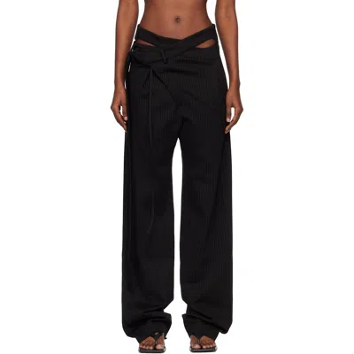 Ottolinger Striped Casual Pants In Black