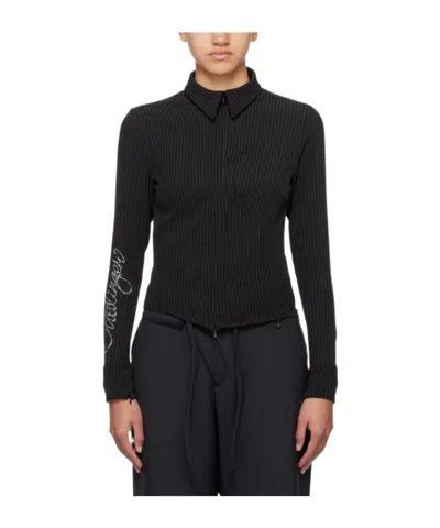 Ottolinger Striped Zipper Shirt In Black