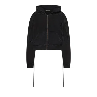 Pre-owned Ottolinger Sutured Zip Hoodie 'black' | Women's Size Xl