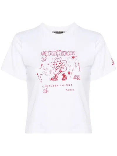 Ottolinger T-shirt Logo Print Woman White In Cotton