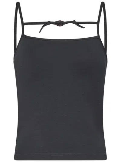 Ottolinger Tailored Stretch Top With Metal Ring Detail In Black