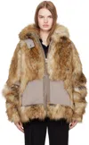 Ottolinger Tan Oversized Furry Multiline Jacket In Brown