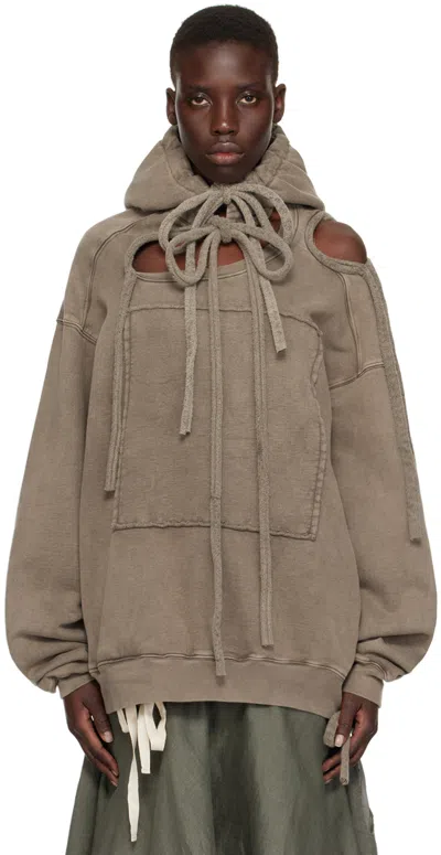 Ottolinger Taupe Deconstructed Hoodie In Light Brown