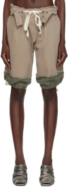 OTTOLINGER TAUPE DRAWSTRING CARGO SHORTS