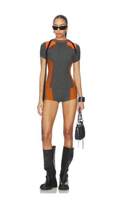 Ottolinger Textured Knit Team Shirt In Brown