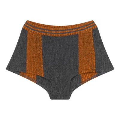 Pre-owned Ottolinger Textured Knit Team Shorts 'grey/orange' | Multi-color | Women's Size S