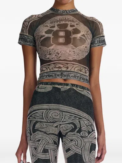Ottolinger Tree Of Life Mesh T-shirt In Gray
